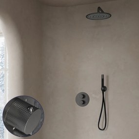 Saniclear Iron Curved Pro inbouw regendouche rond met 20cm hoofddouche en muurarm verouderd ijzer - gunmetal