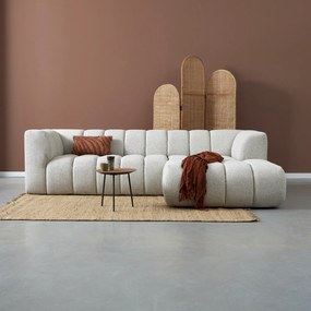 Bank Met Strepen Stiksel Grijsbeige Chaise Longue Rechts