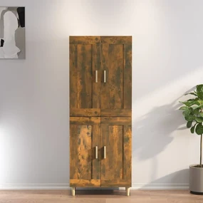 vidaXL Hoge kast 69,5x34x180 cm bewerkt hout gerookt eikenkleurig