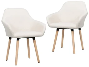 vidaXL Eetkamerstoelen 2 st stof crèmekleurig