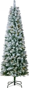 VEVOR Kerstboom, 0,53 x 1,98 m, gevlokte kerstboom, levensechte dennenboom met 250 witte led-lampjes, 814 takpunten, metalen voet voor decoratie thuis, op feest en op kantoor