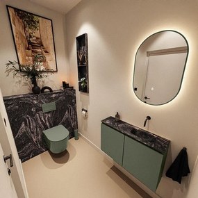 MONDIAZ TURE-DLUX 80cm toiletmeubel Army. EDEN wastafel Lava positie rechts. Zonder kraangat. TUREDX80ARMR0LAV