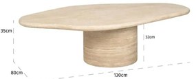Richmond Interiors Fictus Organische Salontafel Travertin Beige - 130 X 80cm.
