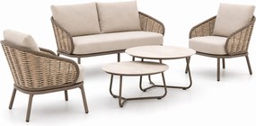 Stoel en Bank Loungeset 4 personen Aluminium Taupe  Apple Bee Pine
