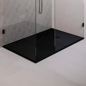 BRAUER Asteroid Douchebak 100x180 incl. antislip en antibacterieel mineraalmarmer mat zwart DB-AS100180MZ