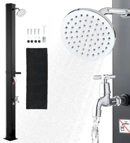 VEVOR Solardouche 35 L, Solar tuindouche 2160 mm hoog, zwembaddouche met zeepbakje, warm- en koudwaterregeling, vrijstaand, campingdouche voor tuin, zwembad, strandzwembad, zwart