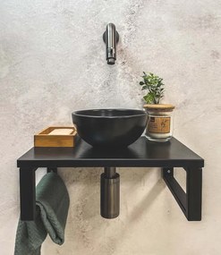 Saniclear Lovi fonteinset met zwarte waskom en verouderd ijzeren kraan voor in het toilet