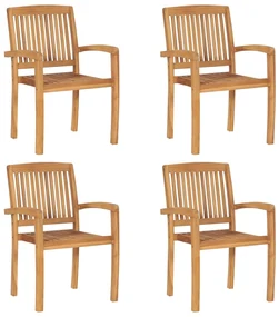 vidaXL Tuinstoelen stapelbaar 4 st massief teakhout