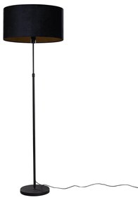 Vloerlamp zwart met ovale velours kap zwart 50cm - Parte