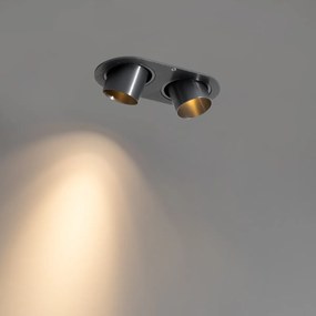Afgeronde inbouwspot gunmetal GU10 35mm kantelbaar 2-lichts - Installa