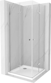 Mexen Lima Duo inklapbare douchecabine 90 x 90 cm, transparant, chroom + Flat douchebak - 856-090-090-01-02-4010