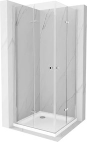 Mexen Lima Duo inklapbare douchecabine 90 x 90 cm, transparant, chroom + Flat douchebak - 856-090-090-01-02-4010