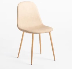 Set Van 4 Glamm Eetkamerstoelen Natuurlijk Hout & Kunstleren Beige – Crème & Kunstleren - Sklum