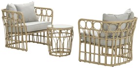 Colonial loungeset - Natural rotan - 3-delig