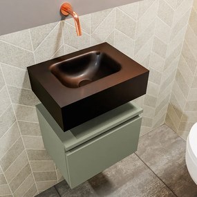 Mondiaz Andor toiletmeubel 40cm army met zwarte wastafel midden zonder kraangat