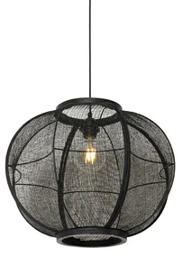Oosterse hanglamp zwart stof 48 cm - RobOosters E27 rond Binnenverlichting Lamp