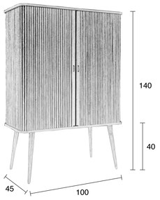 Zuiver Barbier Black Zwarte Design Wandkast - 100x45x140cm.