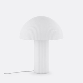 Paddenstoellamp gestreept opaline glas H41,7cm LOULOU