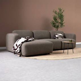 Bruine Hoekbank Chaise Longue Links