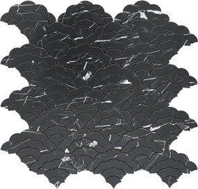 Zelfklevende Mozaïektegels Metaal | Waaier Zwart | 26,8×28,1 cm | Keuken, Bad &amp; WC