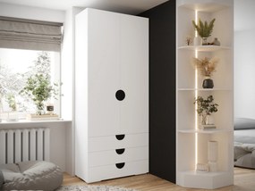 Kledingkast Hartford 565, Zwart, Wit, 237x100x47cm, 105.6 kg, Kledingkast deuren: Met scharnieren