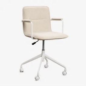 Seifert Bureaustoel Met Wielen En Armleuningen Wit & Stof Beige & Stof - Sklum
