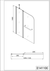 Badstuber Well badscherm 2-delig 140x110cm draaibaar