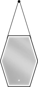 Mexen Orla verlichte badkamer spiegel 60 x 80 cm, LED 6000K, anti-condens, zwarte frame - 9815-060-080-611-70