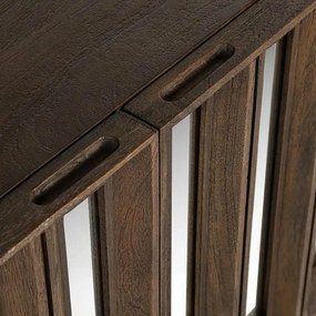 Richmond Interiors Bryant TV-meubel Donkerbruin Mangohout Met Spiegel - 180x40x56.5cm.