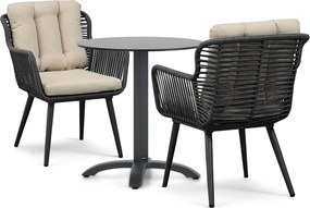 Tuinset Ronde Tuintafel 2 personen 70 cm Rope Grijs  Coco Custa/Talao
