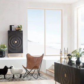 Kare Design Madeira Dark Unieke Kast Zwart Hout Met Goud - 76x30x140cm.