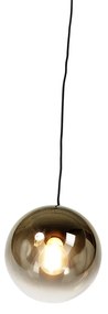 Smart hanglamp zwart met goud glas 20 cm incl. Wifi A60 - Pallon