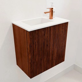 Mondiaz Joya 40cm toiletmeubel ruby met wastafel faye links 1 kraangat talc