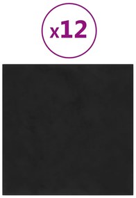 vidaXL Wandpanelen 12 st 1,08 m² 30x30 cm fluweel zwart