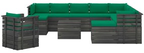 vidaXL 12-delige Loungeset pallet met kussens massief grenenhout
