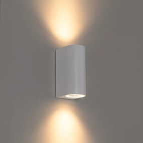 Moderne buiten wandlamp wit kunststof ovaal 2-lichts - Baleno