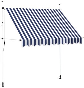 vidaXL Luifel handmatig uittrekbaar 250 cm blauw en witte strepen