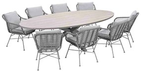 Garden Impressions Lucas tuinset 9-delig valley sand - Tulli tuintafel 280x140 cm - light teak vironwood