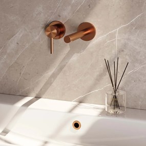 Brauer Copper Edition ColdStart wastafelkraan inbouw rechte uitloop en rozetten model A2 koper geborsteld PVD