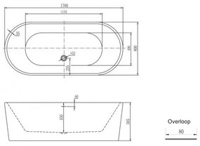 Mueller Libero vrijstaand ligbad 178x80cm mat wit