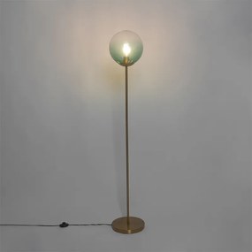 Art deco vloerlamp messing met groen glas - Pallon