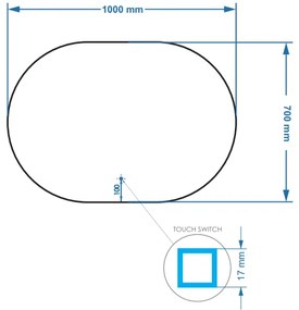 Sanigoods Paya ovale spiegel met LED-verlichting en verwarming 100x70cm