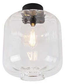 Design plafondlamp zwart met helder glas - Qara Design E27 rond Binnenverlichting Lamp