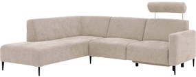 Goossens Hoekbank Tiolo Met Relaxfunctie En Hoofdsteun bruin, stof, 3-zits, modern design met ligelement links