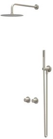 IVY Bond Regendoucheset - inbouw - symmetry - 2-weg stop-omstel - 30cm plafondbuis - 30cm slim hoofddouche - houder met uitlaat - 150cm doucheslang - staafmodel handdouche - Geborsteld nickel PVD CSB3GNACCA