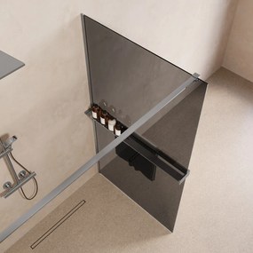 Saniclear Metric inloopdouche 110cm met handdoekhouder en rookglas chroom