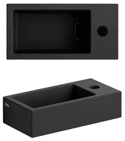 Clou Flush 3 fontein 36x18x9cm kraangat rechts Keramiek Zwart mat CL/03.12030