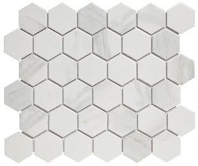 The Mosaic Factory Barcelona hexagon mozaïek tegels 28x33 carrara white