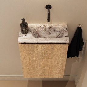 Mondiaz Ture DLux toiletmeubel 40cm washed oak met wastafel glace rechts zonder kraangat