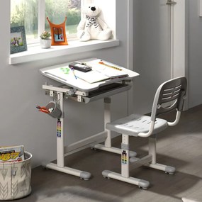 Vipack Kinderbureau verstelbaar Comfortline 201 met stoel grijs en wit